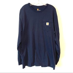 Navy Blue Carhartt Long Sleeve Shirt XL TALL